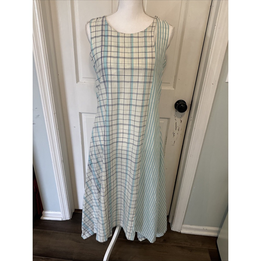 Project Eve Handkerchief Hem BlueDress Women's Sz S/10 Boho Fairy Plaid &Stripes